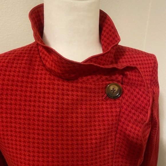 CAbi Red Houndstooth Celebration Jacket Coat - Picture 5 of 16